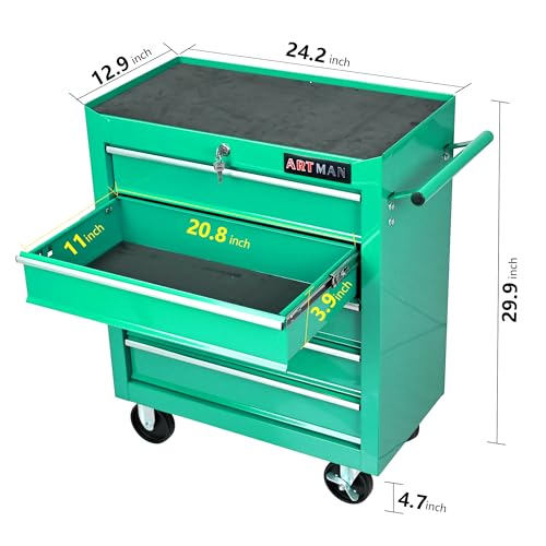5-Drawer Rolling Tool Cart with Wheels, Black V51953