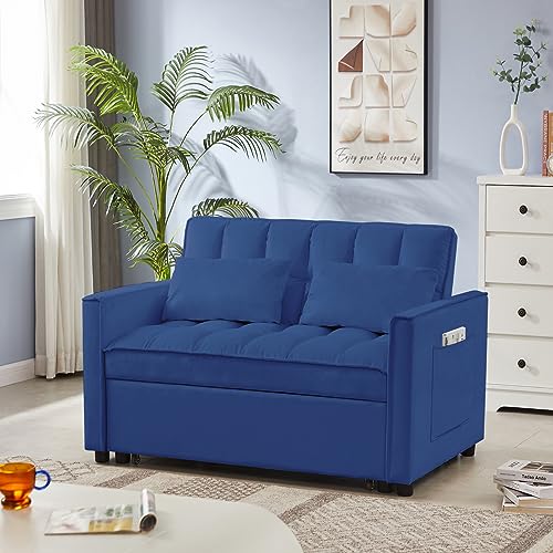 JINS&VICO 3 in 1 Sleeper Sofa Bed Convertible Couch with Side Pockets, Off White P38068
