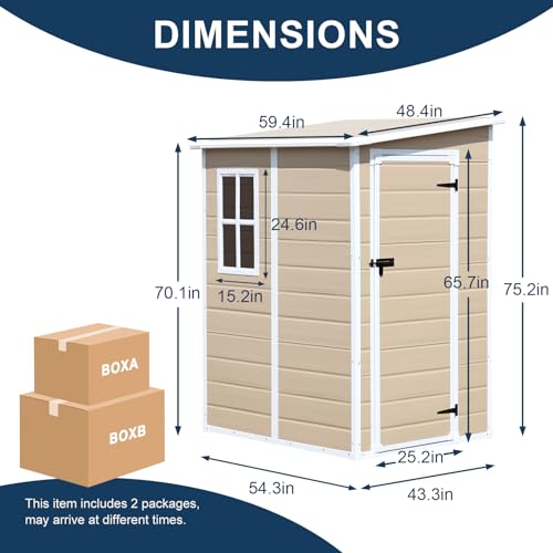 CDCASA 6x3 FT Waterproof Resin Outdoor Storage Shed with Floor and Lockable Doors Y56095