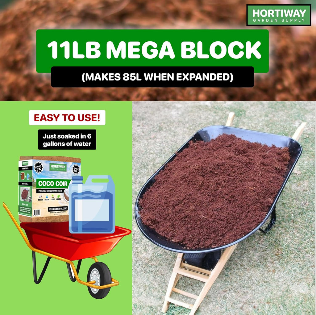 11lbs Premium Coco Coir Brick - Organic Coconut Coir for Plants, Low EC & pH Balanced J58082