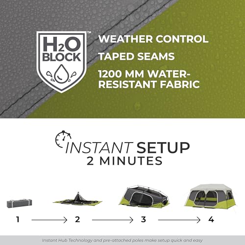 CORE Instant Cabin Tents 6 Person Family Pop Up Camping Tent R26561