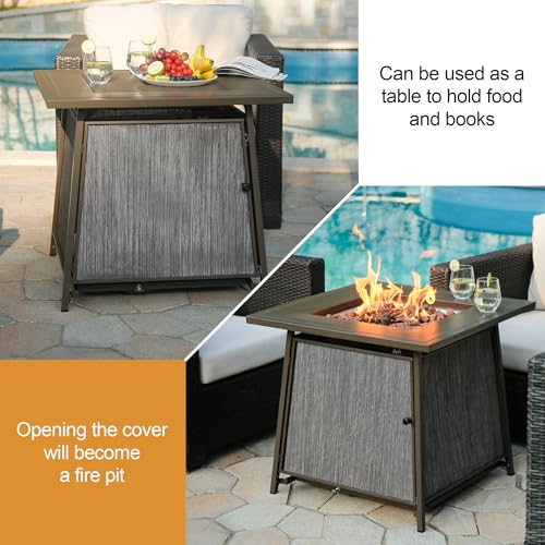 BALI OUTDOORS 50000 BTU Propane Fire Pit Table with Lid, 28 inch, Black Y709007