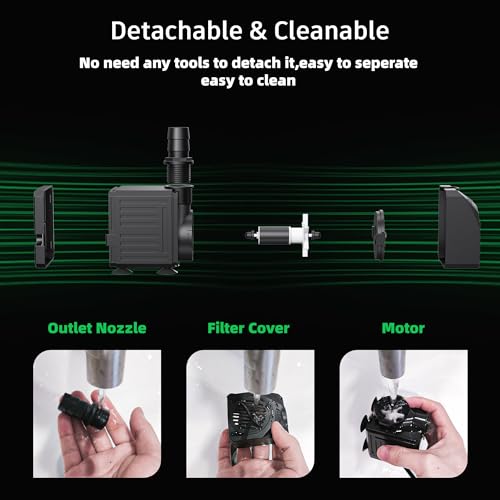 Fountain Submersible Water Pump 550 GPH 30W with 3 Nozzles for Aquarium, Fish Tank, Garden W129