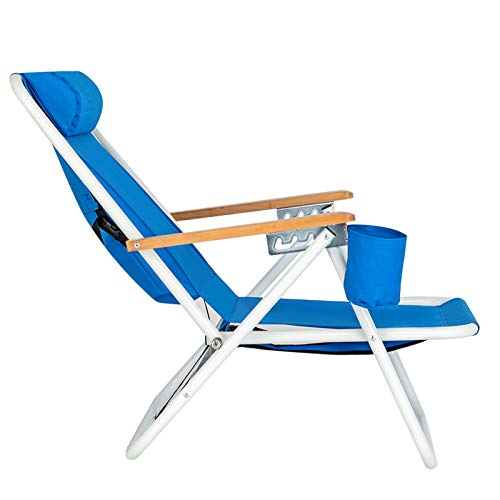 Folding Beach Chair for Adults with Cup Holder, Blue F477648