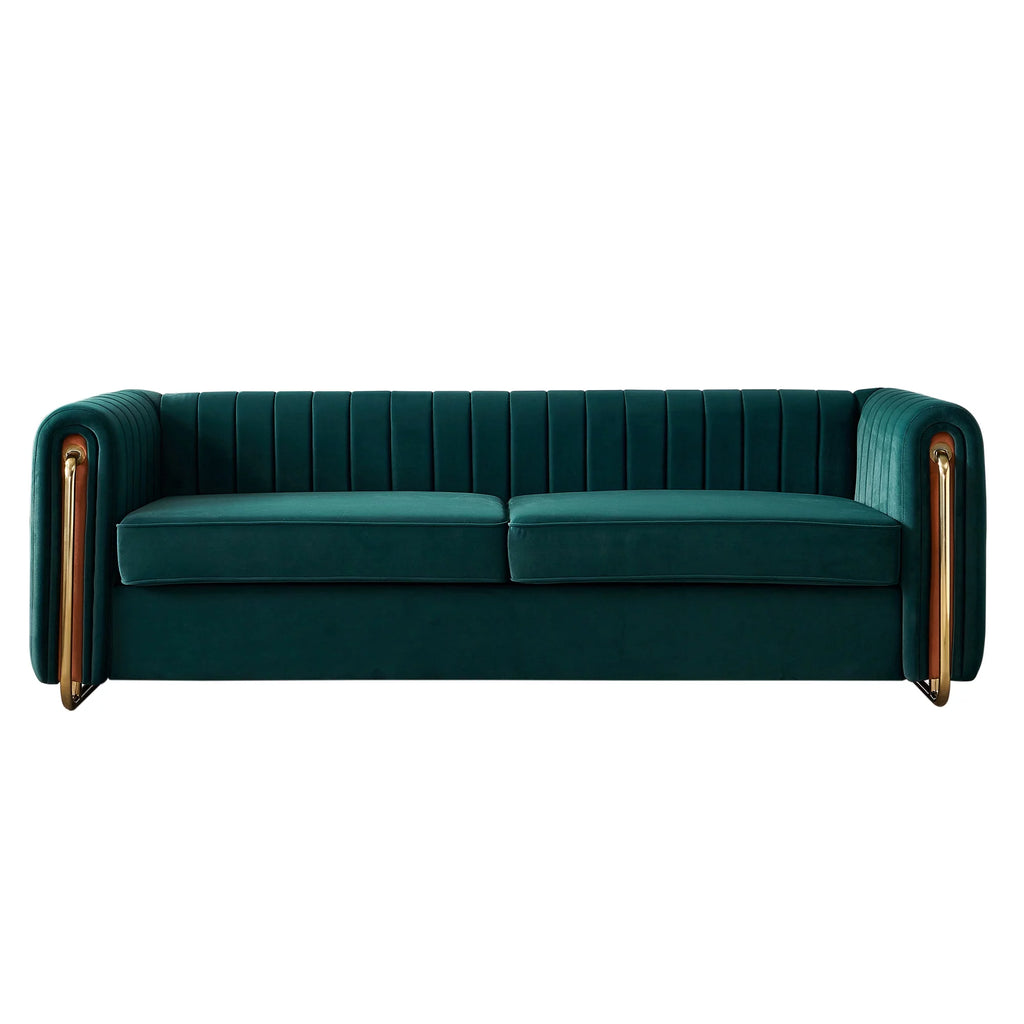 Tufted Velvet Sofa Couch for Living Room, 84 Inches, Green Y148