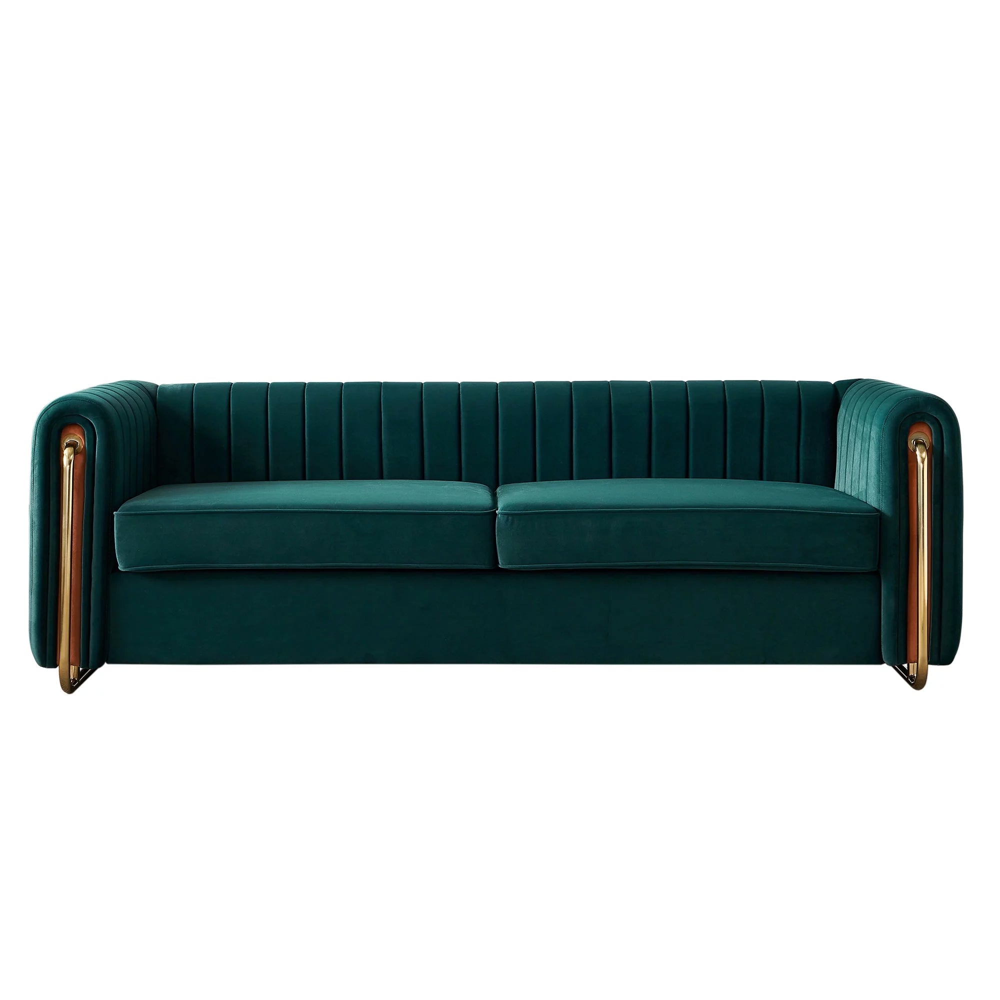 Tufted Velvet Sofa Couch for Living Room, 84 Inches, Green Y148