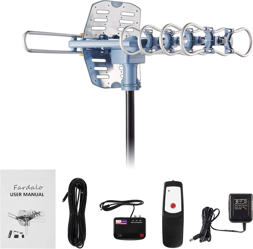 150 Miles Amplified Outdoor TV Antenna with 60FT RG6 Cable and Remote A418