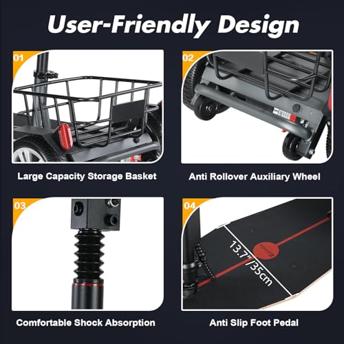 4 Wheel Lightweight Travel Mobility Scooter for Adults Seniors, Foldable, 280lbs Capacity J883563
