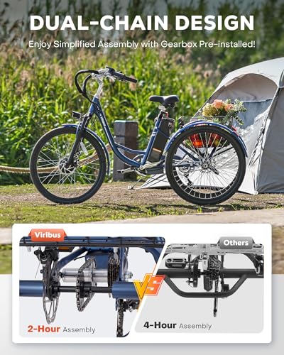 Viribus Electric Trike for Adults, 7 Speed, 48V 13Ah Battery, 350W Motor V799409