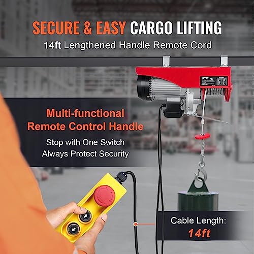 VEVOR Electric Hoist, 2200 lbs Capacity, 110V with Wireless Remote T6152