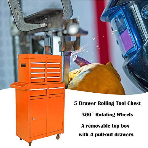 5-Drawer Rolling Tool Cart with Wheels, Black V51953