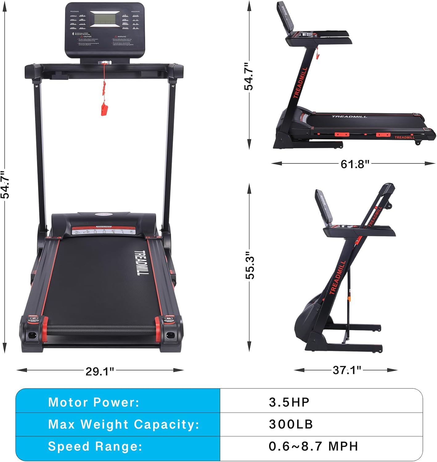 Folding Treadmill with Auto Incline and Heart Sensor N858455