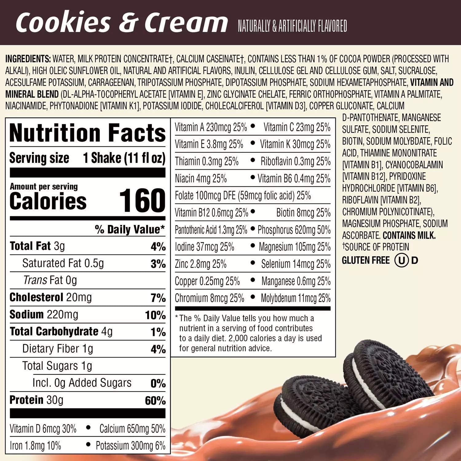 Premier Protein High Protein Shake, Cookies and Cream, 11 fl oz (15 Pack) K28486