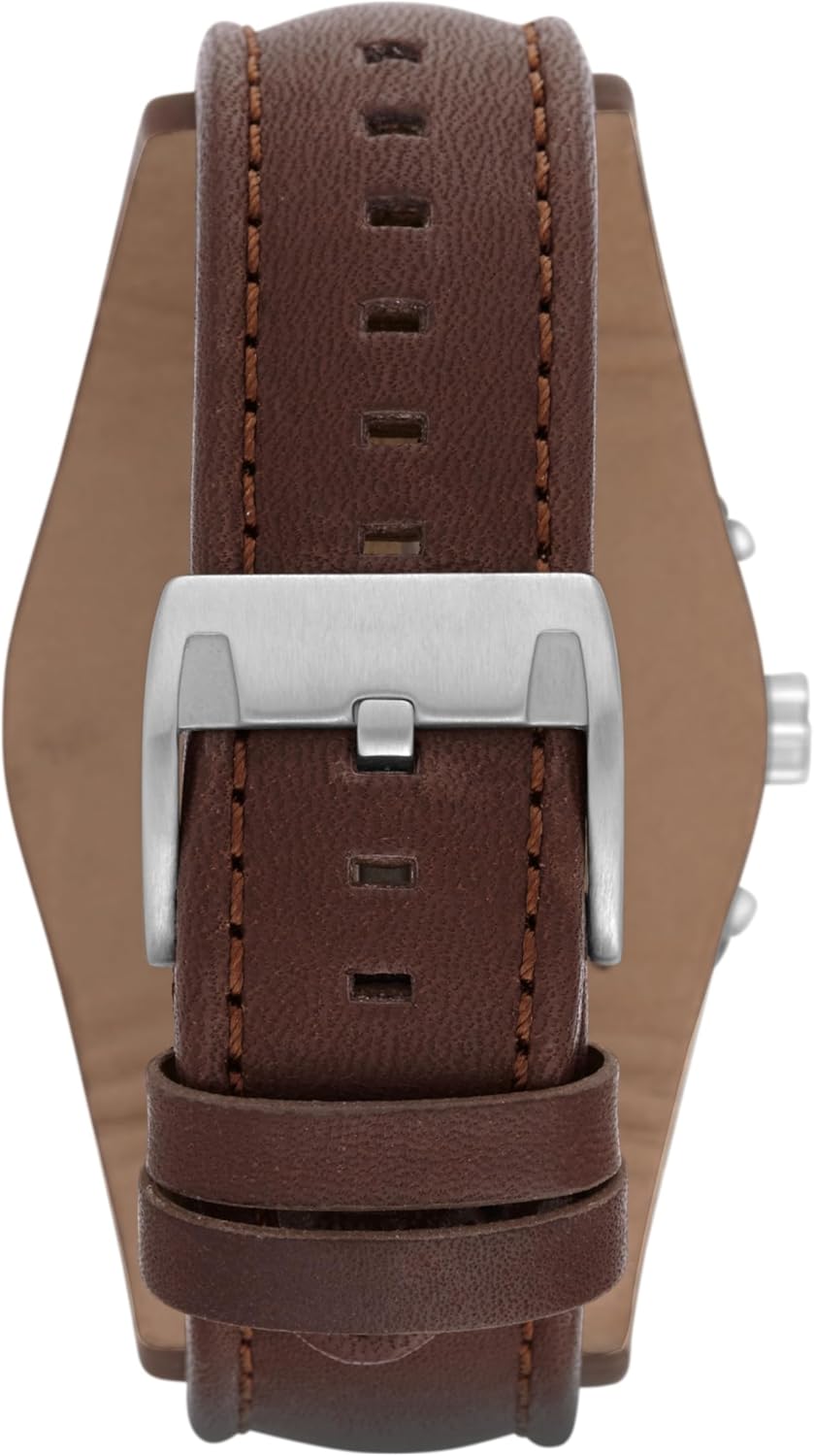 Fossil Men's Coachman Quartz Chronograph Watch, Silver and Brown Leather Z610
