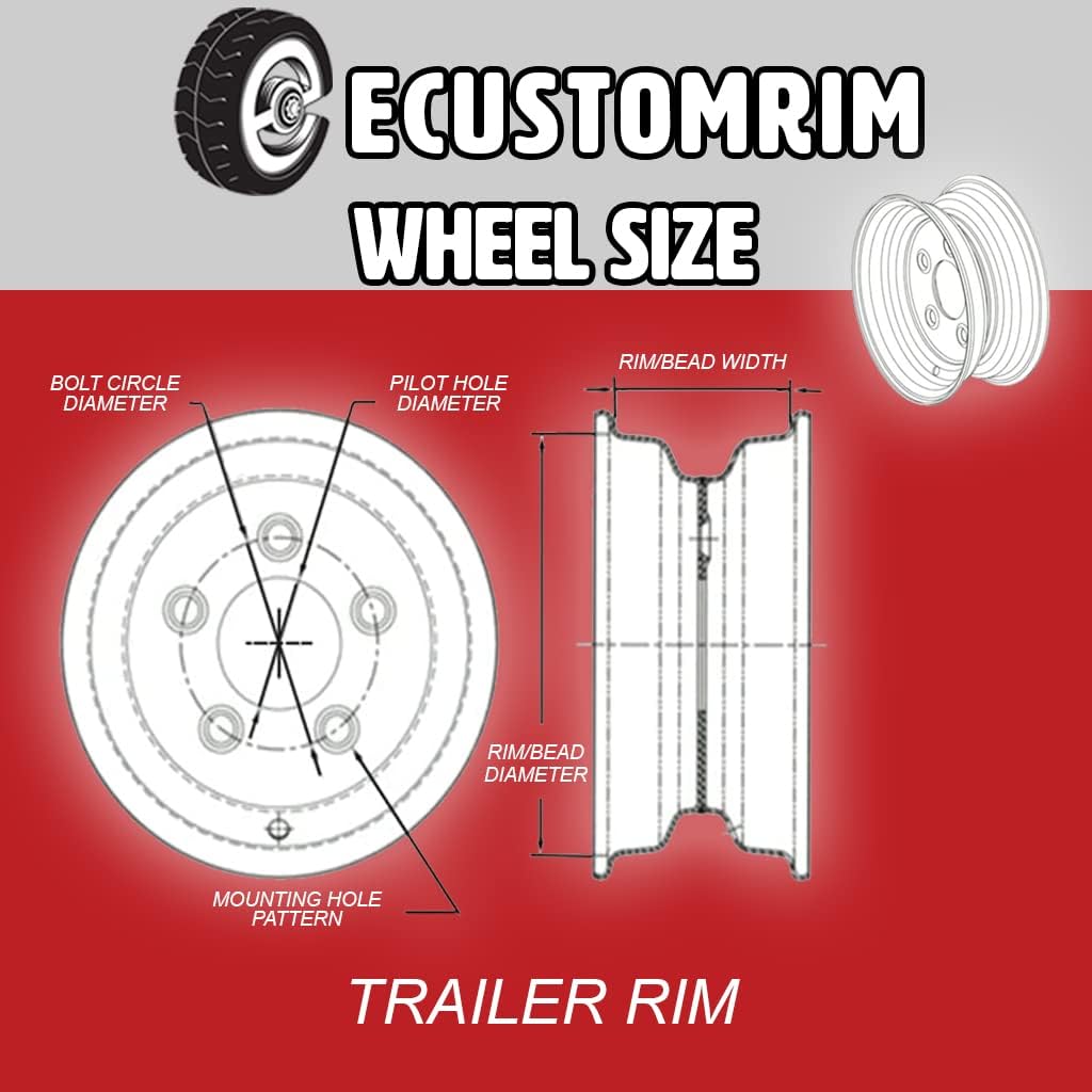 Hankook ST225/75R15 Trailer Tire on Black eCustomrim Aluminum 6 Lug Wheel LRE K8985