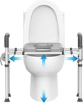 Raised Toilet Seat with Handles - Width and Height Adjustable Padded Toilet Seat Risers for Seniors, Bariatric, Handicap, Heavy Duty 350lbs Raised Toilet Seat, Fit Any Toilet