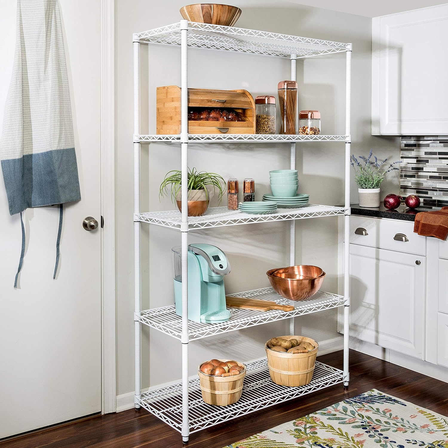 Honey-Can-Do 5-Tier Heavy-Duty Adjustable Shelving Unit, White L7400
