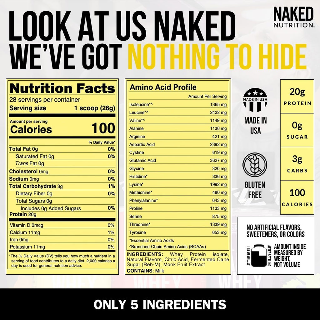 NAKED Clear Whey Protein Isolate, Lemonade, 28 Servings H478799