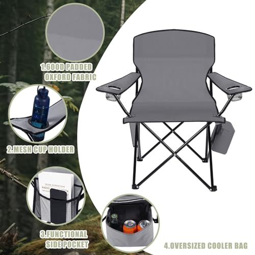 2 Pack Oversized Portable Camping Chair with Cooler Pocket and Carry Bag (Blue) J45654