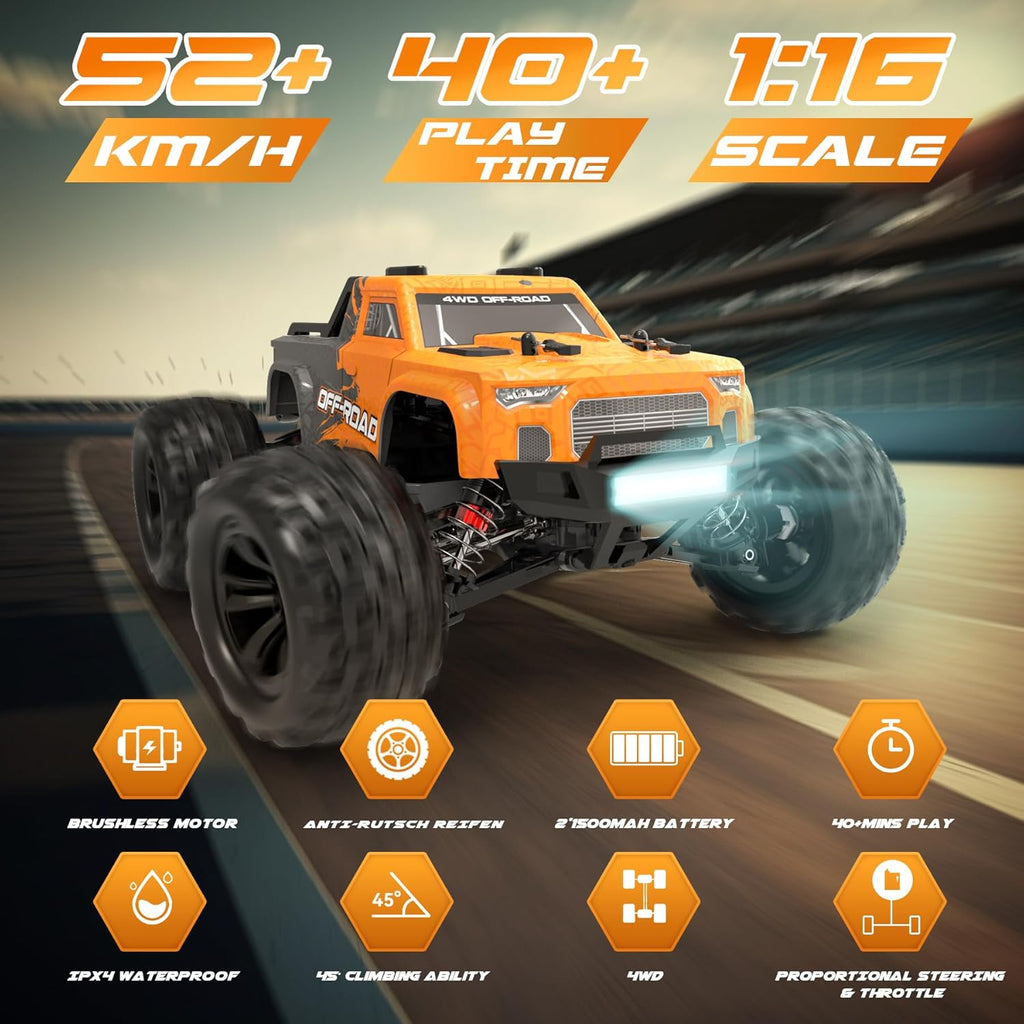 Hosim 1:16 Brushless RC Car 52+KMH 4WD Off Road Buggy O128542