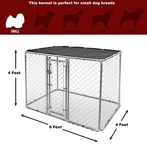 MidWest Homes for Pets Chain Link Portable Kennel with Sunscreen, 6x4x4 ft S13535
