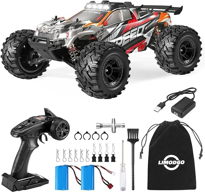 Fast Remote Control Car for Adults,4x4 high Speed rc Cars, All Terrain rc Trucks, 1:10 Large Hobby rc Cars, 4WD Off Road Fast rc car,40+min. with Headlights 2 Batteries