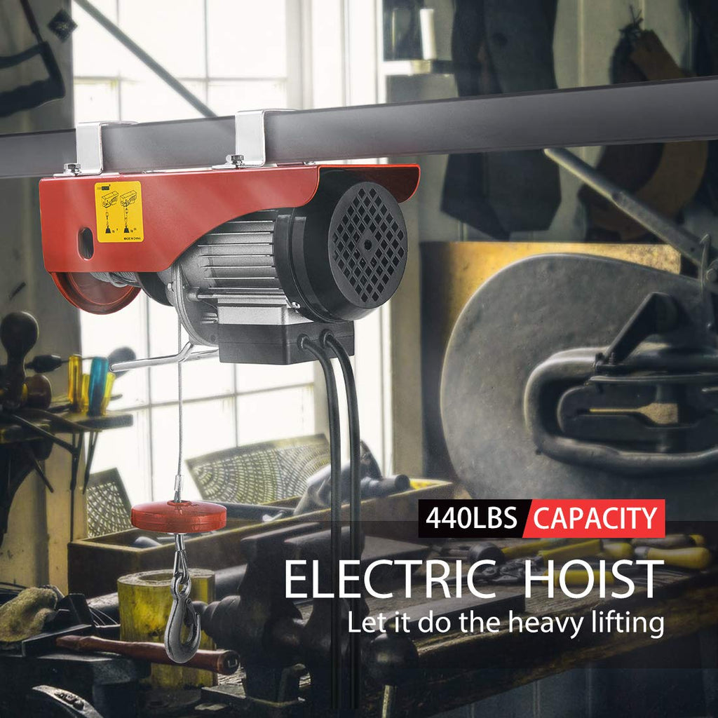 VIVOHOME 110V 440 Lbs Electric Hoist with Zinc-Plated Steel Wire for Garage X46820
