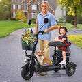 Electric Bike for Adults Seniors Foldable Tricycle w/3 Seats, 3-Wheel Adult Electric Bicycles Trike Ebike Cruiser with Baskets for Shopping Cycling, LED Display, Lights, 48V 400W, Black