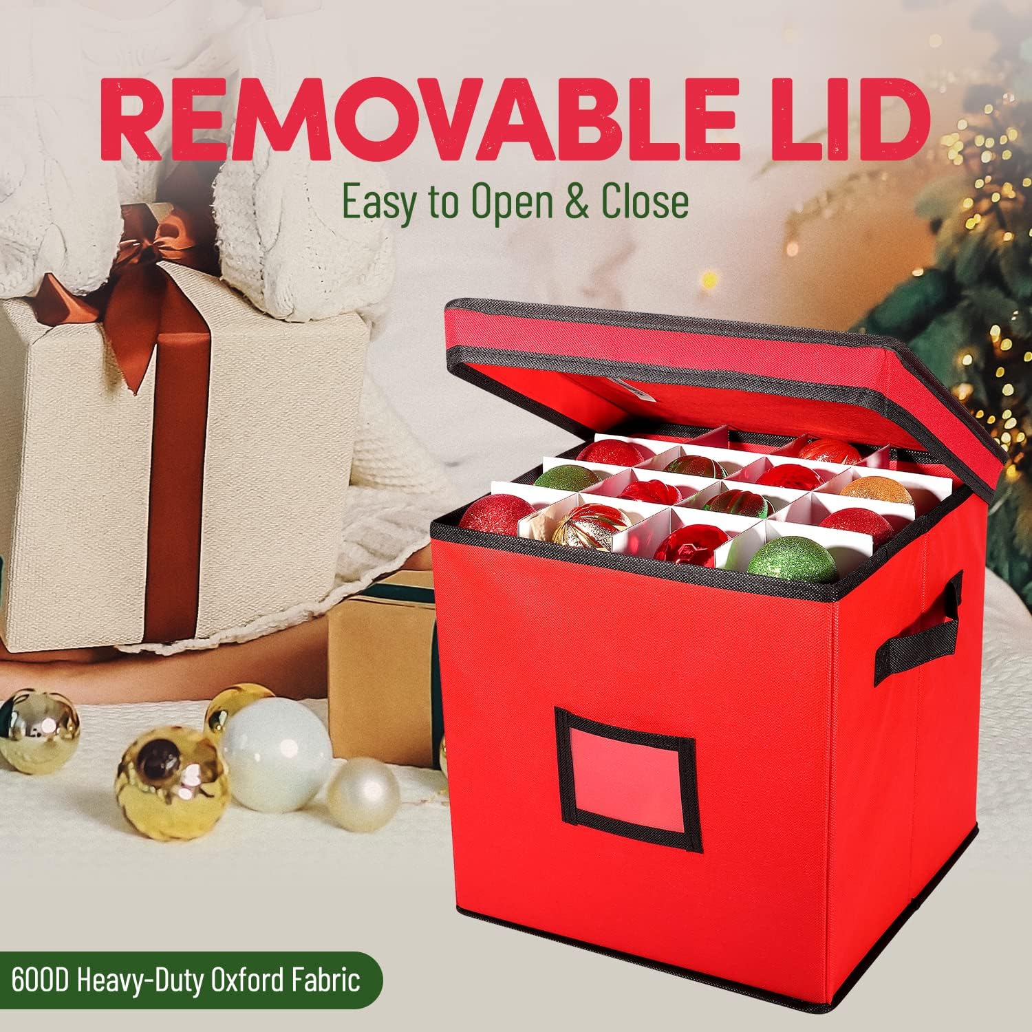 Christmas Ornament Storage Box 12x12 Inch 4-Layer Container J60619