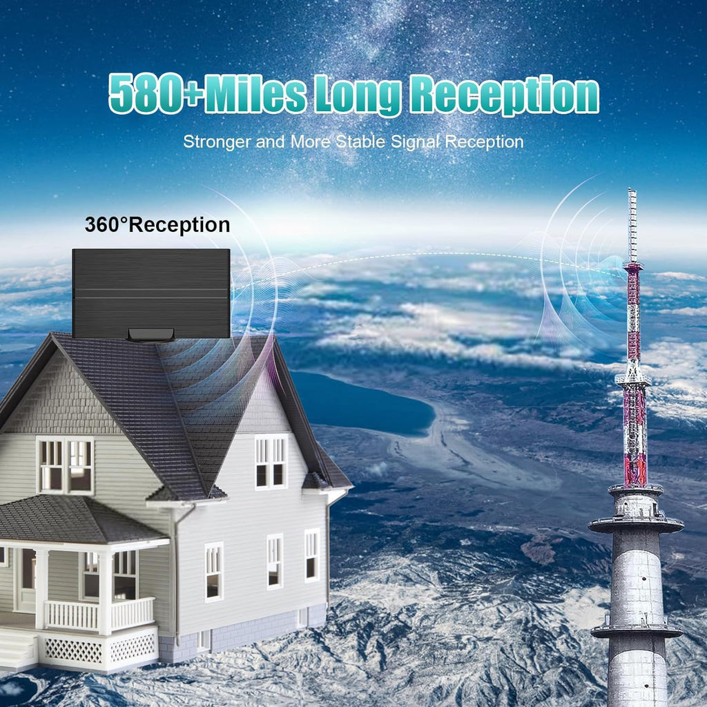 Amplified Digital TV Antenna 500+ Miles Range for 4K 1080p TVs U366605