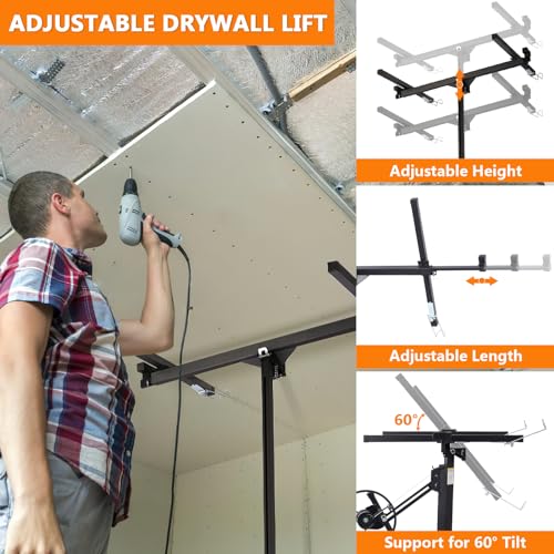 Drywall Lift 11FT, 150LBS Heavy Duty Panel Hoist, 360° Adjustable V716