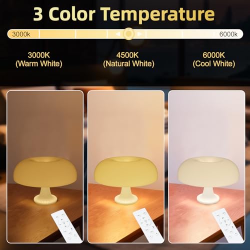 Orange Mushroom Table Lamp, Dimmable, 3 Lighting Settings, Retro Desk Lamp I821073