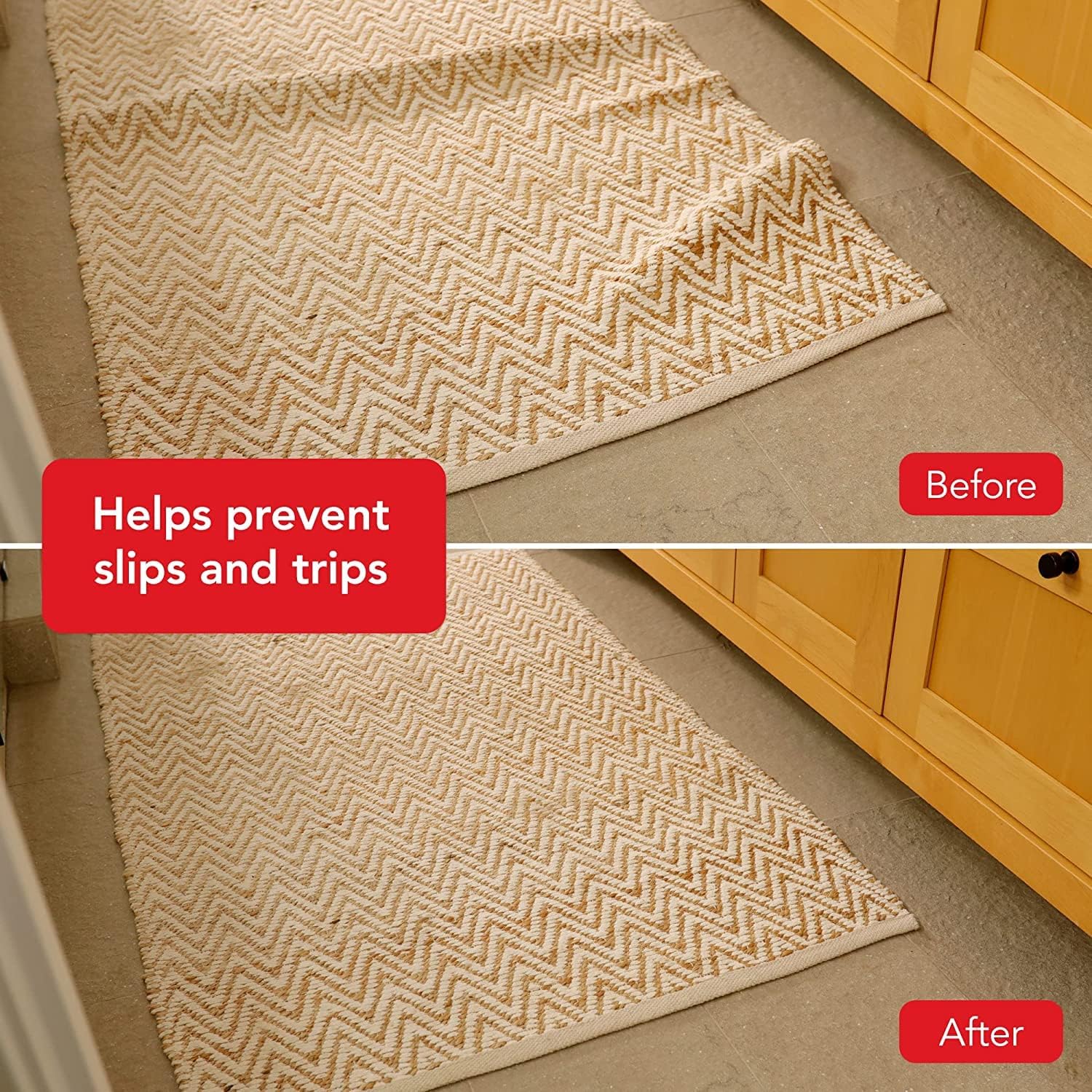 Rug Grip No Curl Anti-Curling Corner Tabs for Area Rugs and Runners, 4 Pieces A233332