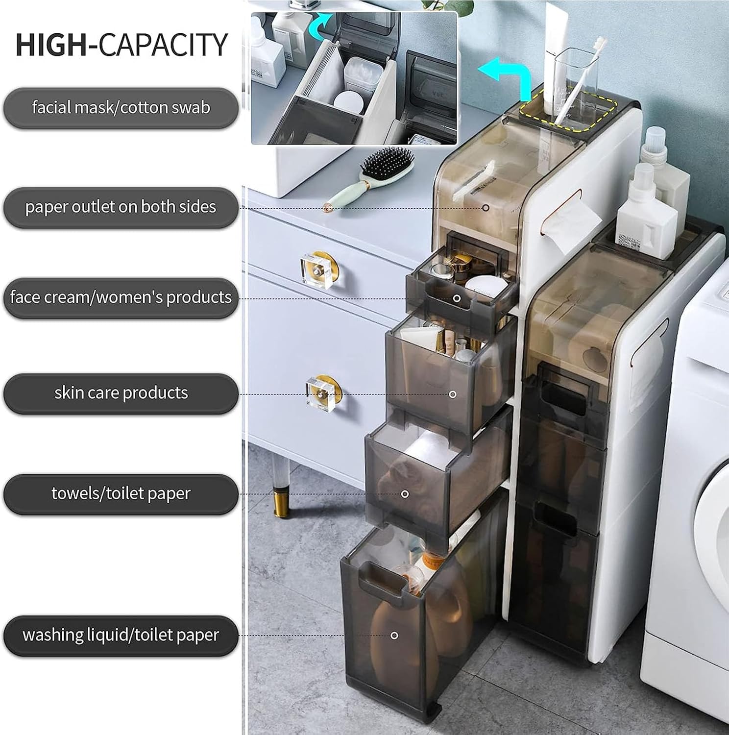 Floor-standing Bathroom Storage Cabinets 2/3/4-layer Vertical L760112