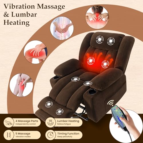 Large Power Lift Recliner for Elderly with Heat and Massage, Dark Brown P13635