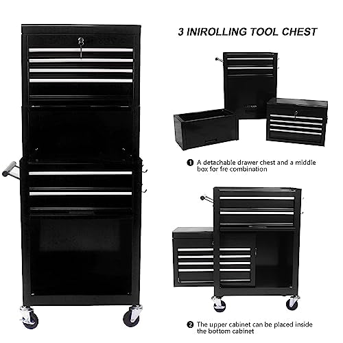 5-Drawer Rolling Tool Cart with Wheels, Black V51953