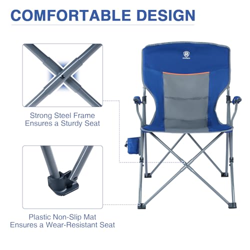 EVER ADVANCED Folding Camping Chair with Padded Armrest and Cup Holder J29990