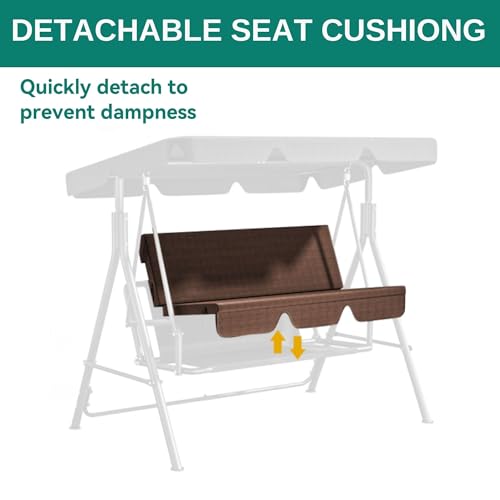 YITAHOME Outdoor Patio Swing Chair 3 Person with Adjustable Canopy, Black P266