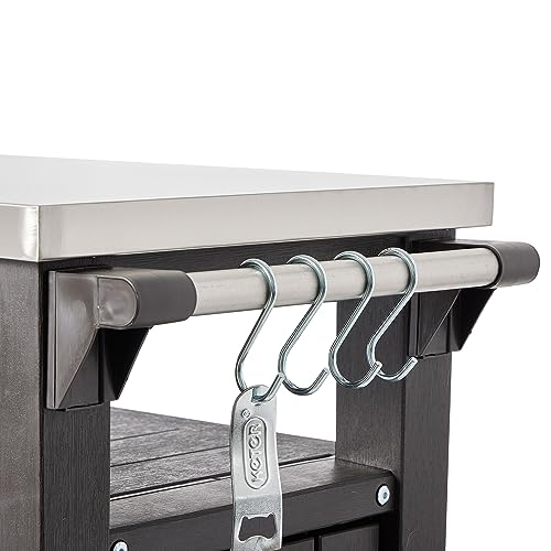 Keter Outdoor Rolling Table Cart with Wheels, Dark Brown V22486