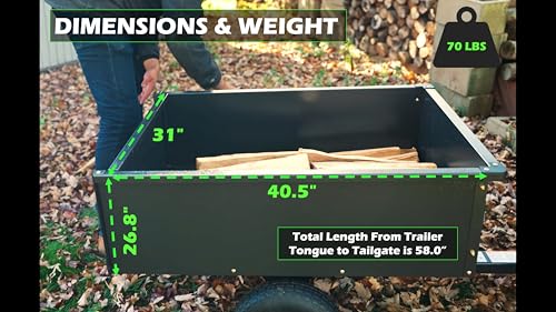Yard Commander 400LB Heavy Duty Tow Behind ATV Trailer Steel Dump Cart 10-Cubic Feet Garden Utility Trailer V77511