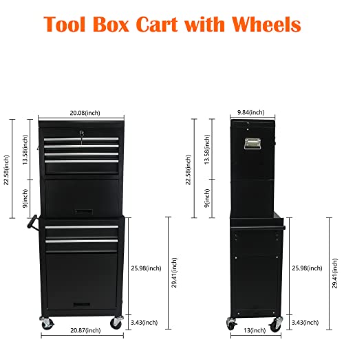 5-Drawer Rolling Tool Cart with Wheels, Black V51953