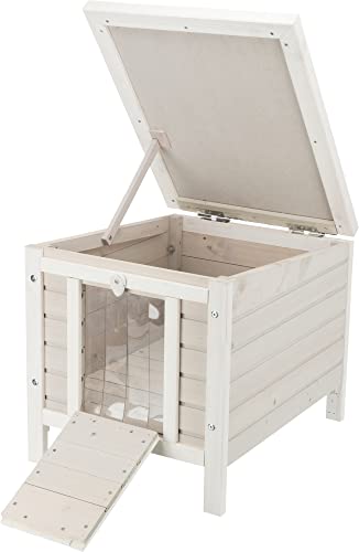 TRIXIE Outdoor Cat House Weatherproof Shelter with Raised Floor, Gray Fir Wood M6933