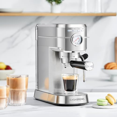 CASABREWS CM5418 Espresso Machine 20 Bar, Compact Espresso Maker with Milk Frother, Stainless Steel, Silver K680