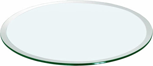 24" Round Transparent Tempered Glass Table Top 3/8" Thick Beveled Polished Edge Multipurpose for Home Office Glass Countertop