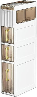 Bathroom Floor Cabinet stackable storage drawers Floor Standing Cabinet Unit Bathroom Storage, Toilet Storage Cabinet for Skinny Bathroom Storage Corner Floor, Slim Toilet Paper Storage Cabinet, No N