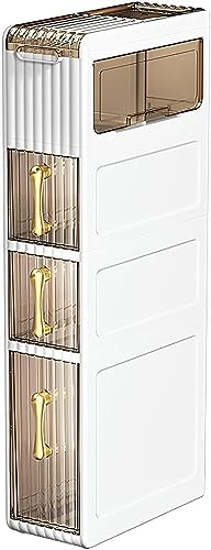 Bathroom Floor Cabinet stackable storage drawers Floor Standing Cabinet Unit Bathroom Storage, Toilet Storage Cabinet for Skinny Bathroom Storage Corner Floor, Slim Toilet Paper Storage Cabinet, No N