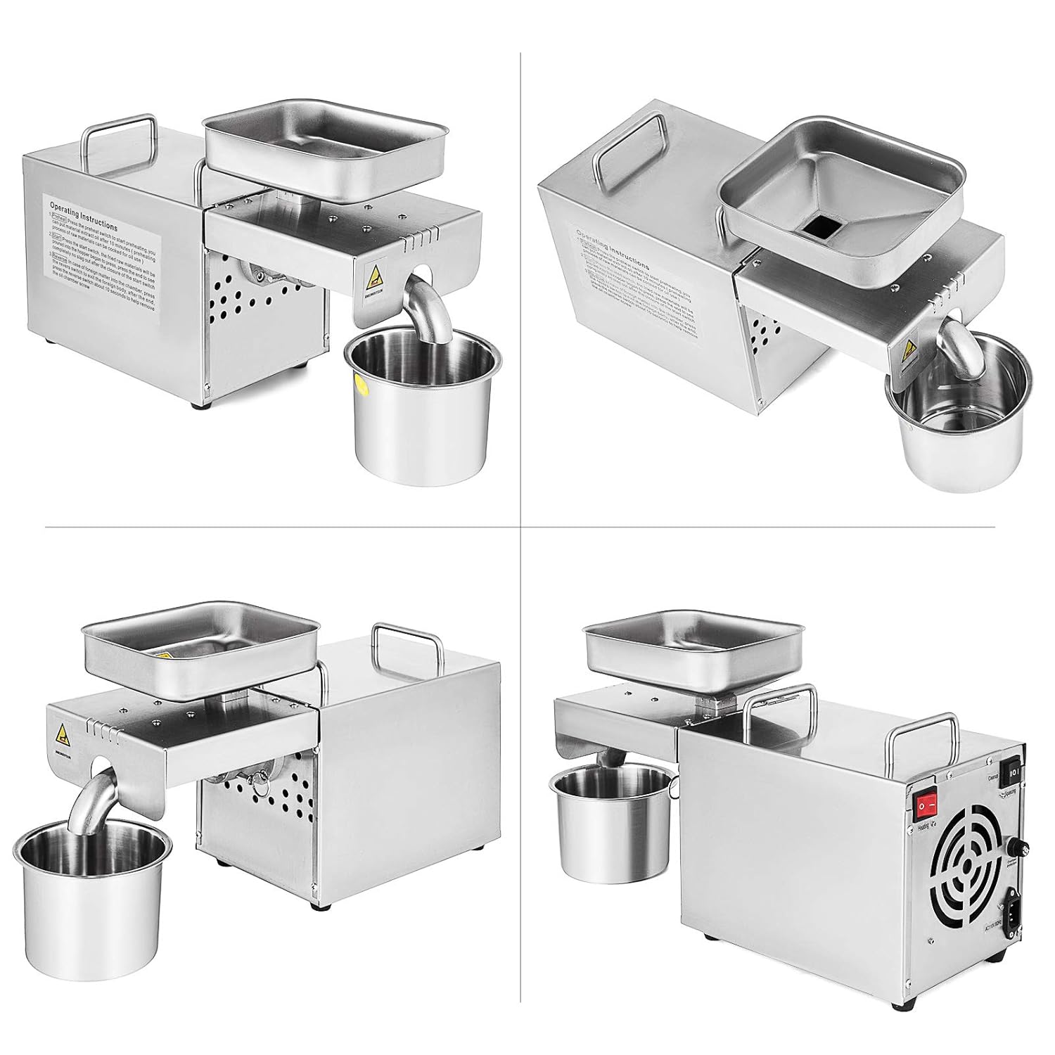 Happybuy Oil Press Machine 750W Cold/Hot Press Stainless Steel S708618