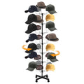 7-Tier Rotating Hat Display Rack, 35 Hooks Metal Freestanding Retail Display Stand Commercial Large Headwear Wig Rack Metal Floor Rack for Hats and Wigs (Black)