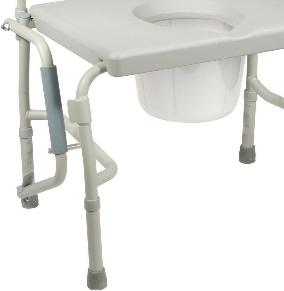 HEALTHLINE Heavy Duty Drop Arm Bariatric Commode with Adjustable Seat Height, 500 lbs K7640