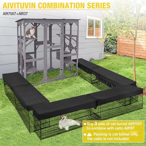 Aivituvin Cat House Outdoor Catio with Large Door, Wooden Cat Cage Indoor Playpen, 70 Inch I919236